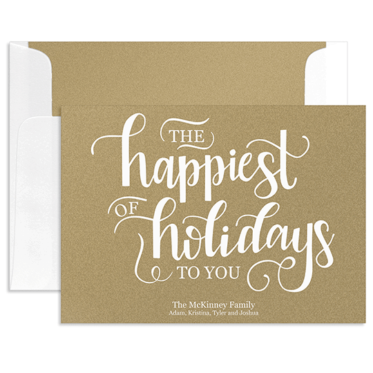 Happiest of Holidays to You Flat Shimmer Holiday Cards